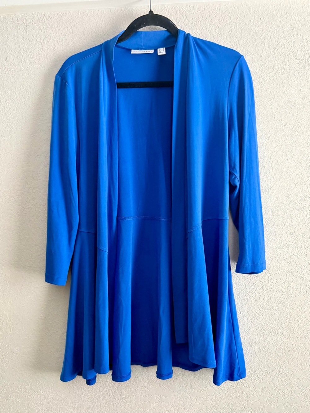 Susan Graver Royal Blue Open-Front Long Sleeve Cardigan